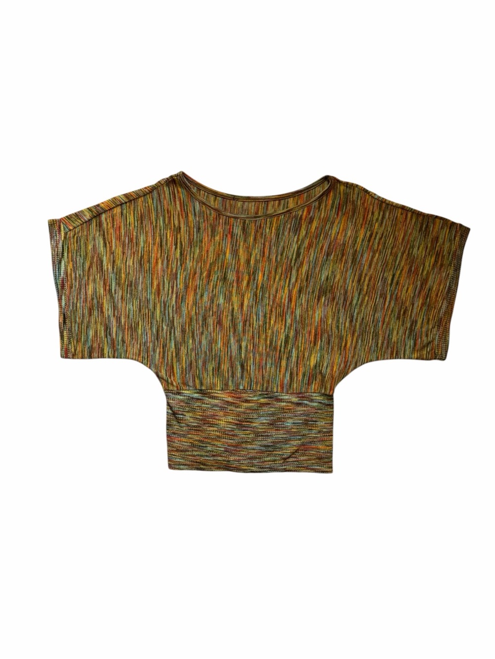 Women’s autumn fall Multicolored batwing Ribbed Knit Crop Top